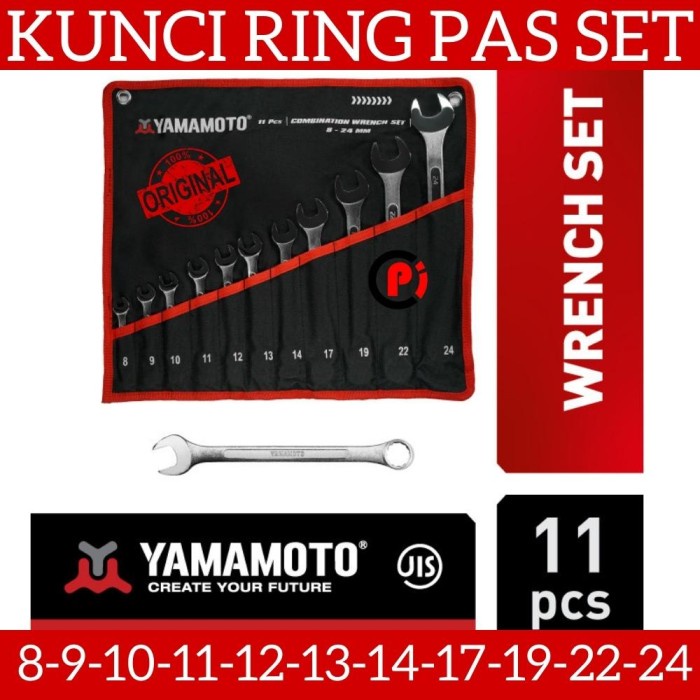 YAMAMOTO Kunci Kombinasi Ring Pas Kit Set 11 Pcs Kunci 8 sampai 24mm