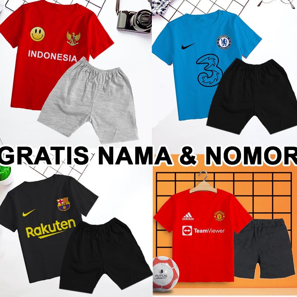 BAJU BOLA ANAK GRATIS SABLON NAMA & NO PUNGGUNG BAJU SETELAN FUTSAL ANAK SETELAN FUTSAL ANAK TERLARI