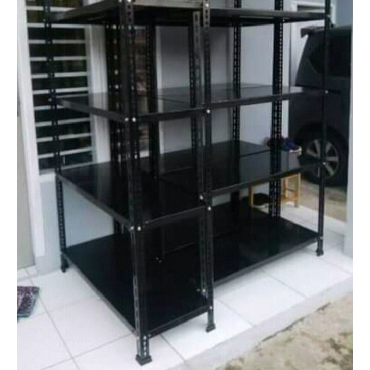 rak besi 4 susun //RAK BESI PLAT TIANG SIKU// 100*40*150