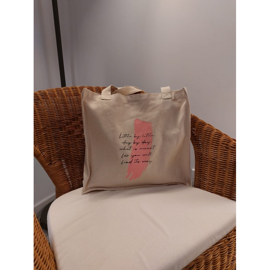 Tote Bag Kanvas Square Design Little by Little - Cocok untuk Sekolah, Kuliah, atau Kerja!