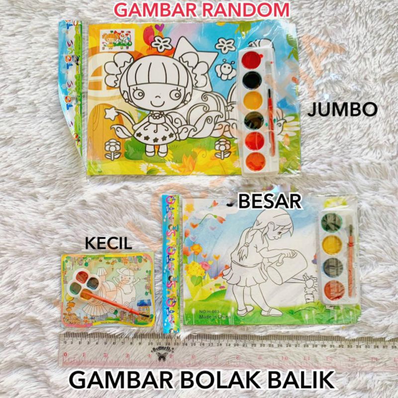 Mainan Anak Edukasi Mewarnai Kertas Cat Air Gambar Kartun Karakter / Watercolor Painting Paper