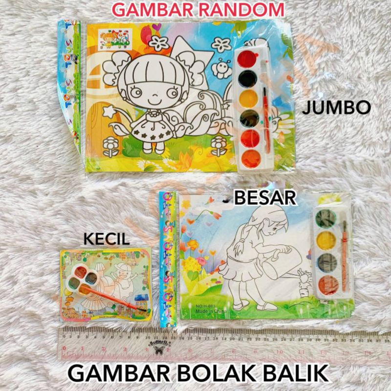 Mainan Anak Edukasi Mewarnai Kertas Cat Air Gambar Kartun Karakter / Watercolor Painting Paper