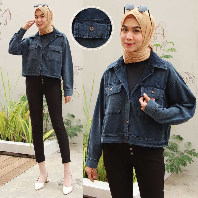 Zoya Jacket Jeans wanita jacket wanita outer wanita jacket jeans wash import jacket jumbo jacket imp