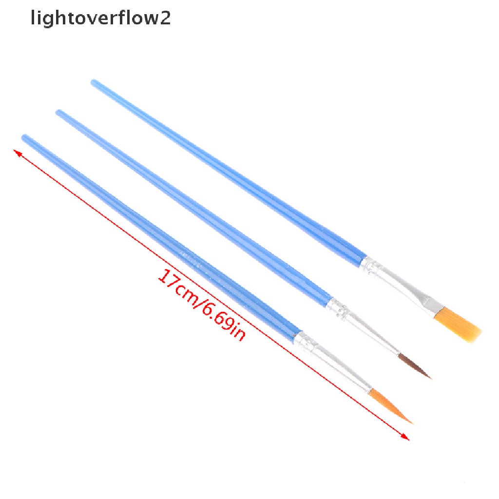 (lightoverflow2) 50pcs / Set Kuas Cat Flat Bahan Nilon Untuk Detail Paing