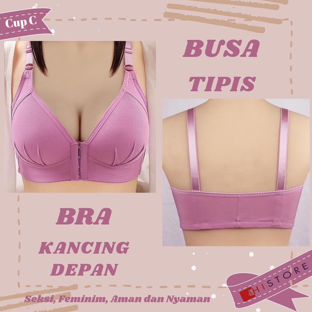 [HI] Bra Wanita Seamless Push Up Gesper Depan Kancing Depan Busa Tipis Tanpa Kawat Elegan 389