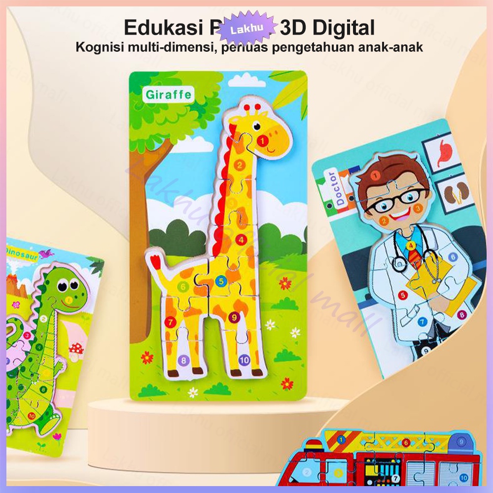 JCHO 3D puzzle kayu anak mainan edukasi jigsaw puzzle wooden toys