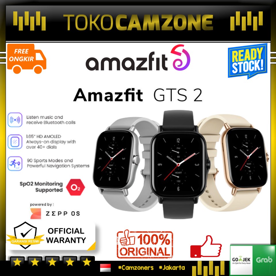 Amazfit GTS 2 Smartwatch 1.65 HD AMOLED Always-On display, Receive Bluetooth phone call, GPS, jam ta