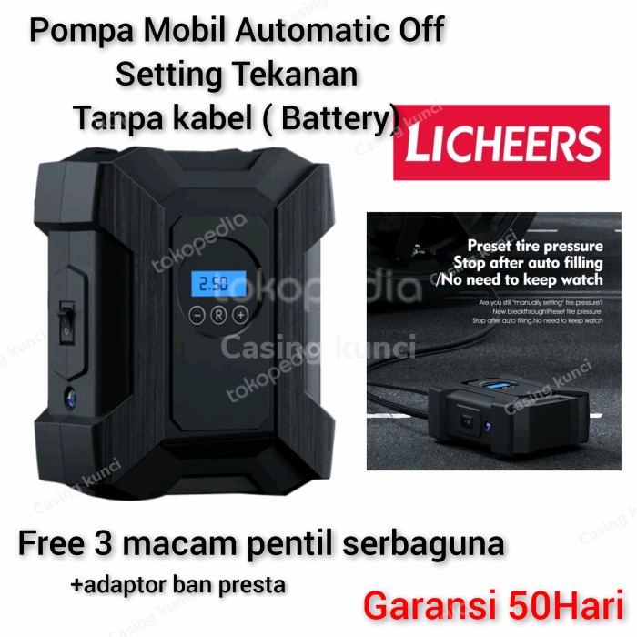 Pompa Angin Pompa Ban Mobil Wireless Tanpa Kabel Sepeda Motor Elektrik Inflator