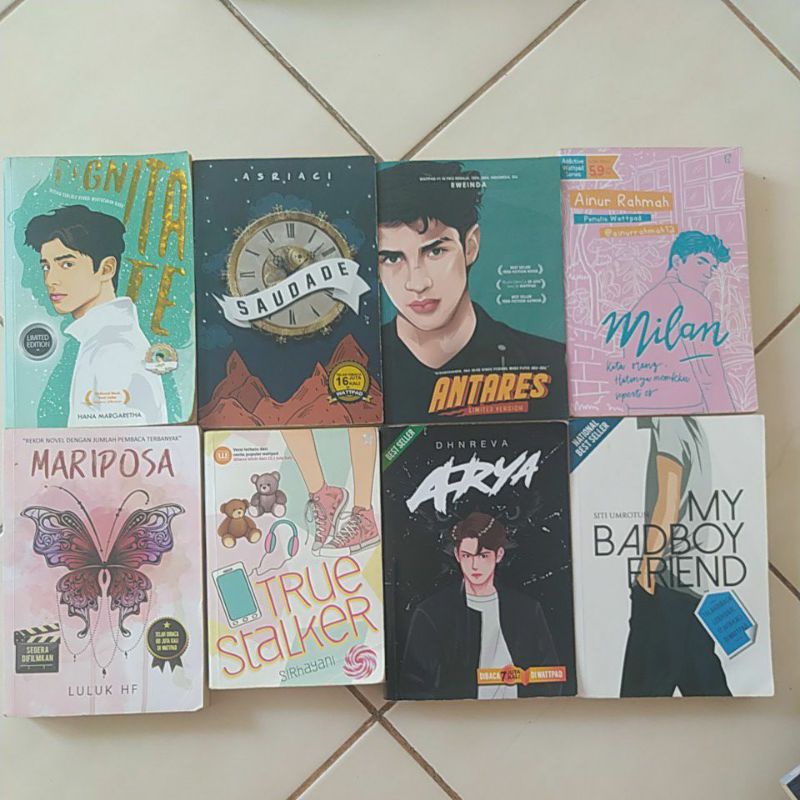Novel Original berjudul " Dignitate " , " Saudade " , " Antares " , " Milan " , " Mariposa " ," True