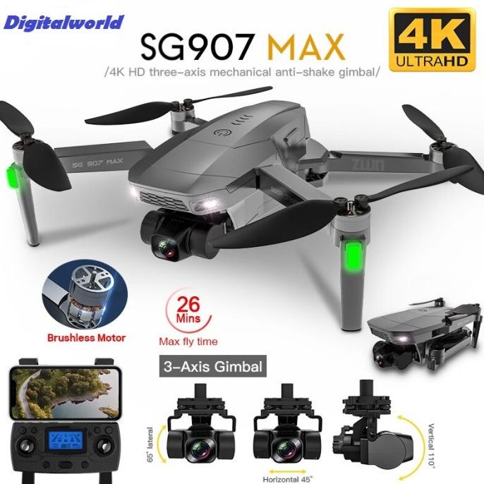 [ Promo ] Sg907 Max Gps 5G 3 Axis Eis Gimbal 4K Camera Brushless Drone V F11 Pro - Drone Kamera Dan 