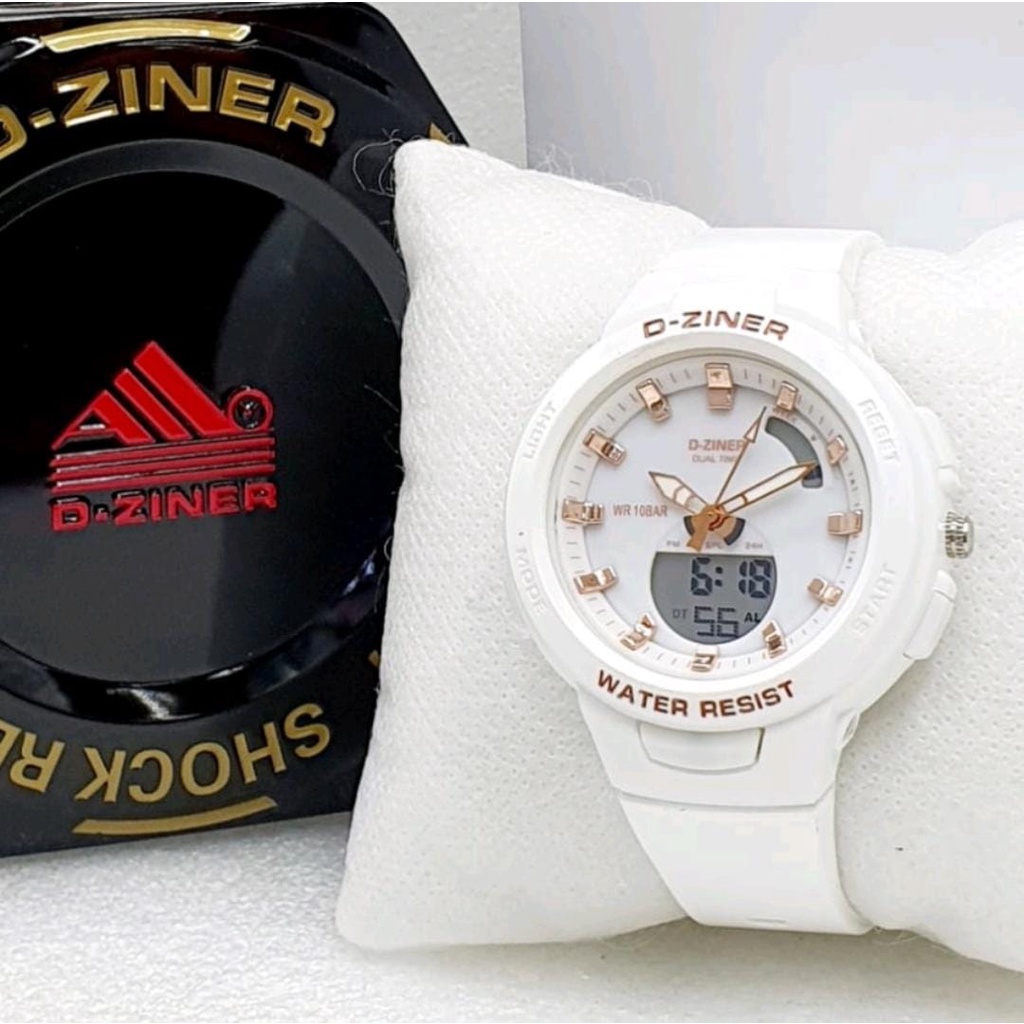 JAM TANGAN WANITA D-ZINER 8260 ORIGINAL ANTI AIR JAM TANGAN DZINER BABY-G BSA B100 DIGITAL ANALOG DUAL TIME RUBBER SPORTY ANTI AIR