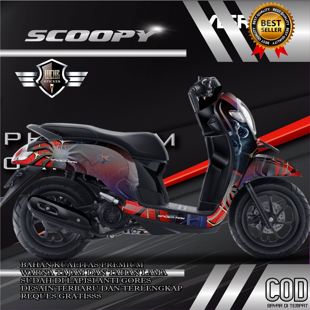 DECAL STICKER SCOOPY Desain SPIDERMAN