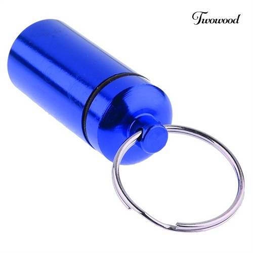 Twowood Gantungan Kunci Tempat Obat Pil Ukuran Kecil