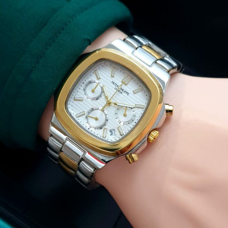 Kesukaan Pria Jam Tangan Patek Philipe Chronograph Tanggal Aktif Jam Tangan Stainliss Steel