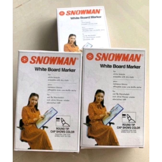 

Spidol Whiteboard Papan Tulis / Board Marker Snowman BG-12 (12pcs)