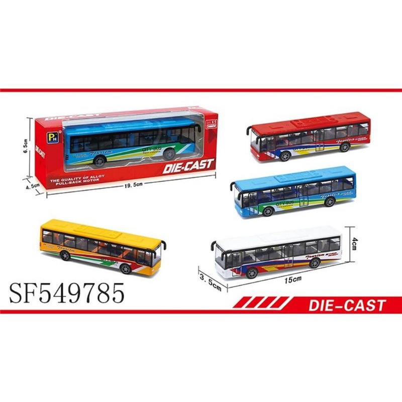 Mainan Pajangan Diecast Metal City Bus Besi Panjang Bis Transportasi Satuan Box
