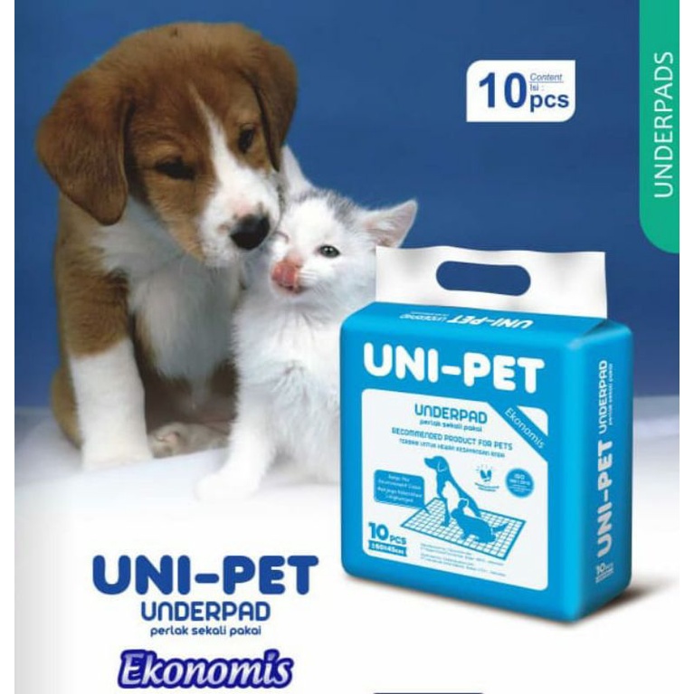 UNI-PET UNDERPAD  Perlak Alas Pipis BAB Hewan Anjing Kucing Kelinci Hamster Reptil 1 bag isi 10 pcs