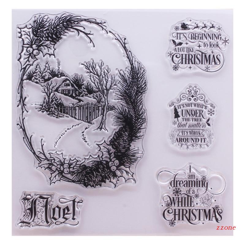 Stempel Segel Bahan Silikon Desain Rumah Natal Untuk Dekorasi Album Foto