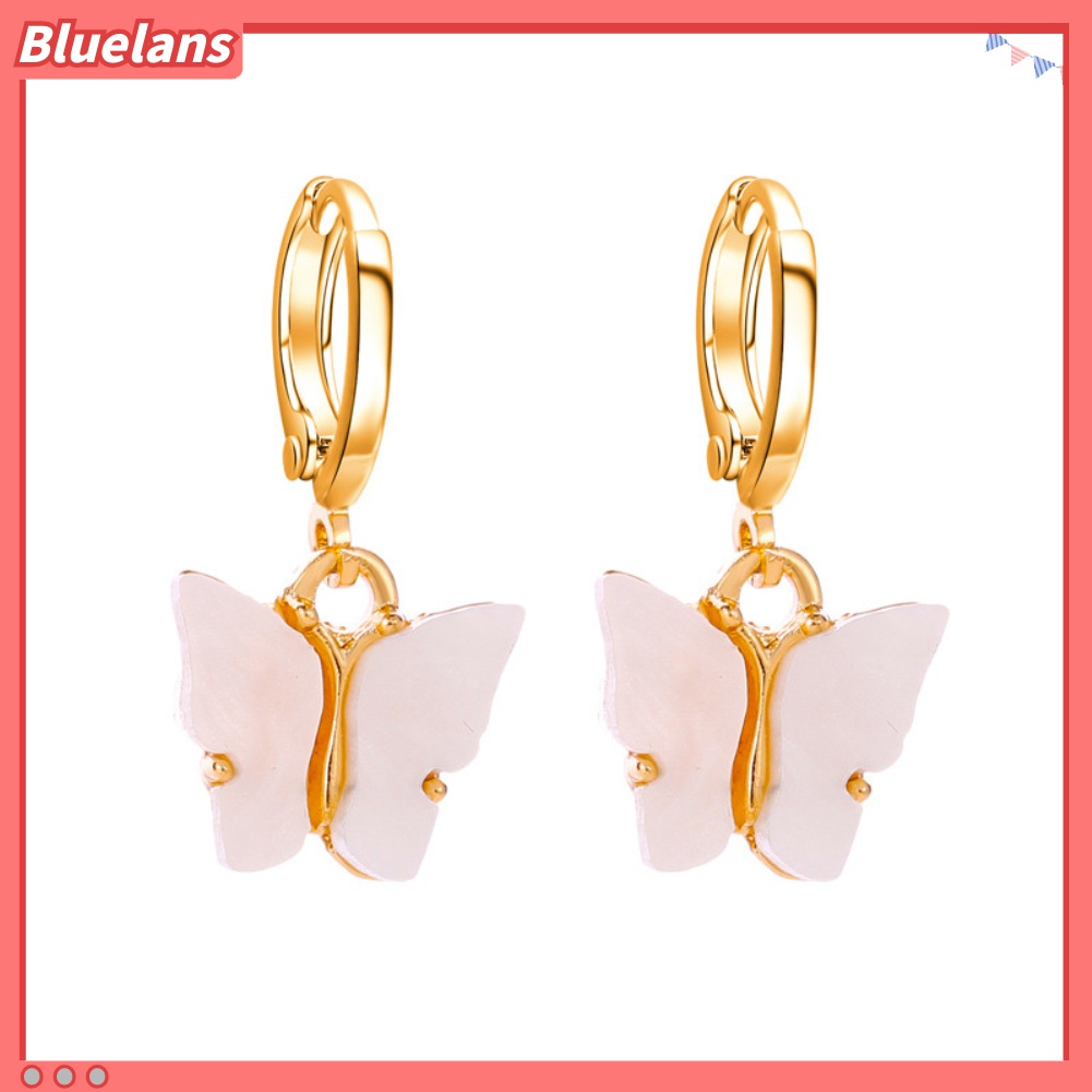 Anting Juntai Bentuk Kupu-Kupu Bahan Akrilik Warna Permen Untuk Wanita