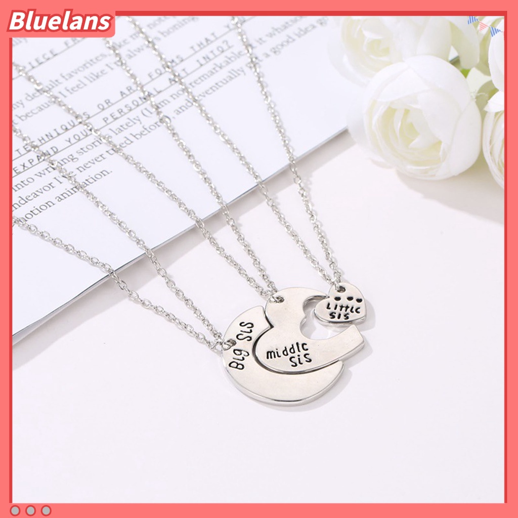 3pcs / Set Kalung Bentuk Hati Warna Kontras Untuk Wanita