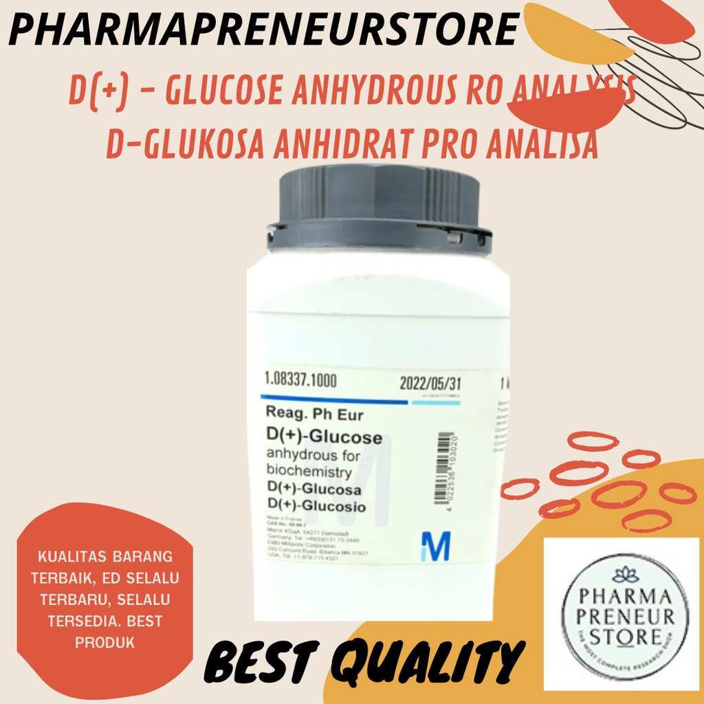 D - GLUCOSE ANHYDROUS / D - GLUKOSA ANHIDRAT PRO ANALISA 5 DAN 10 GRAM MERCK BEST QUALITY