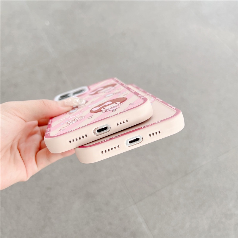 Soft Case Bahan Silikon TPU Desain Kartun Happy Girl Macaron Untuk IPhone 14 13 12 11 Pro Max