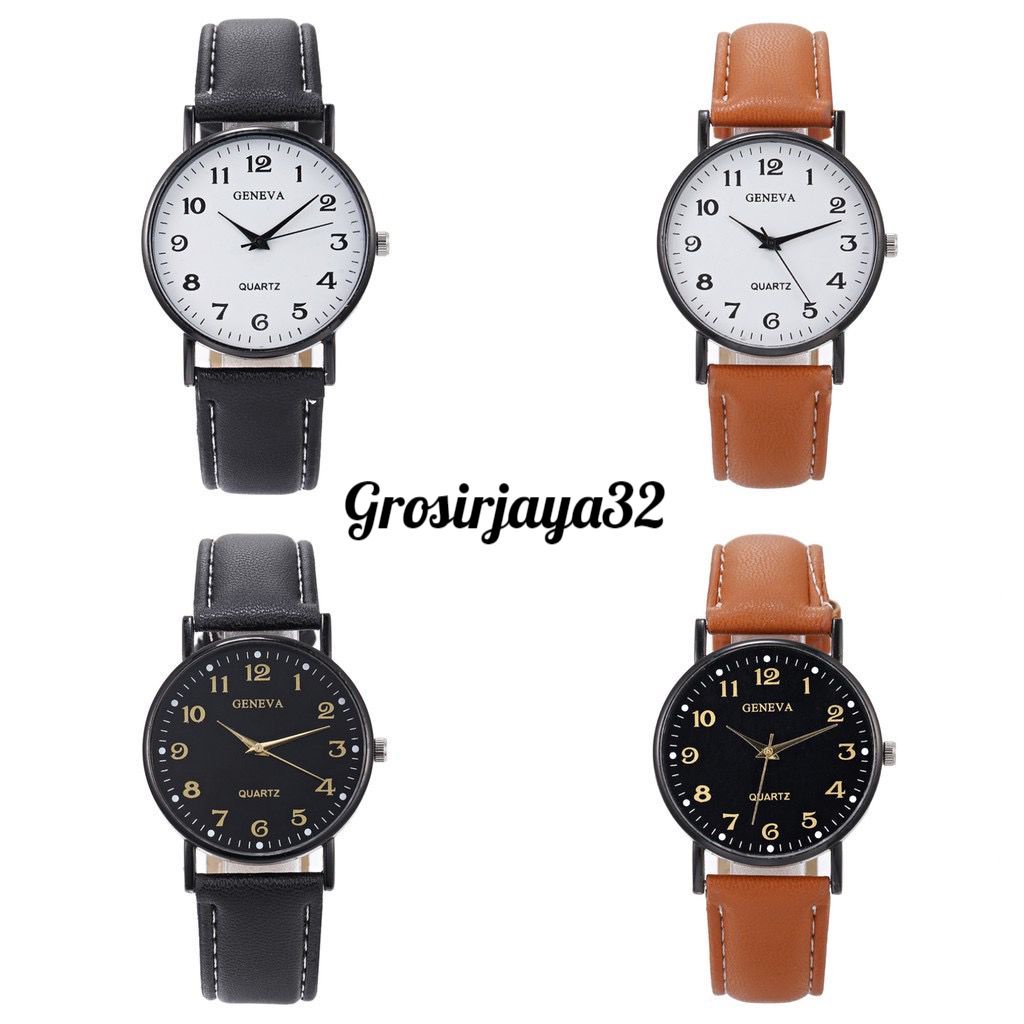 (GROSIRJAYA32) Jam Tangan Geneva Moris Untuk Wanita Dan Pria Casual Analog Quartz Strap Pu Leather Import