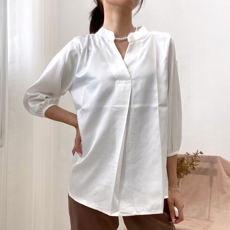 [Satin] FERO Blouse Satin Wanita / V-Neck Blus Kerah Kerja Wanita Formal 0394