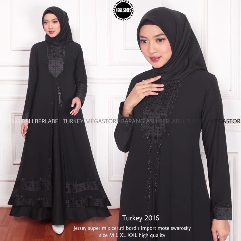 Turkey 2016 by mega store gamis abaya hitam polos gamis abaya Turkey gamis muslim pengajian