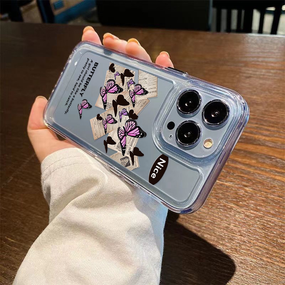 Soft Case TPU Transparan Motif Kupu-Kupu Untuk iPhone 14 13 12 11 Pro Max XS Max XR X 14 8 7 Plus SE 2020 2022