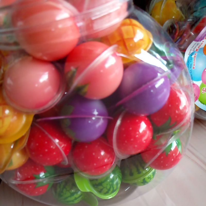 (Toples Isi 50pcs) Semangka Bubble Gum / Planet Bubble Gum / Bola Basket Bulat Mata / Permen Karet Lunak Viral Korea / Kemasan Mirip Trolli Planet Jelly Gummy Korea