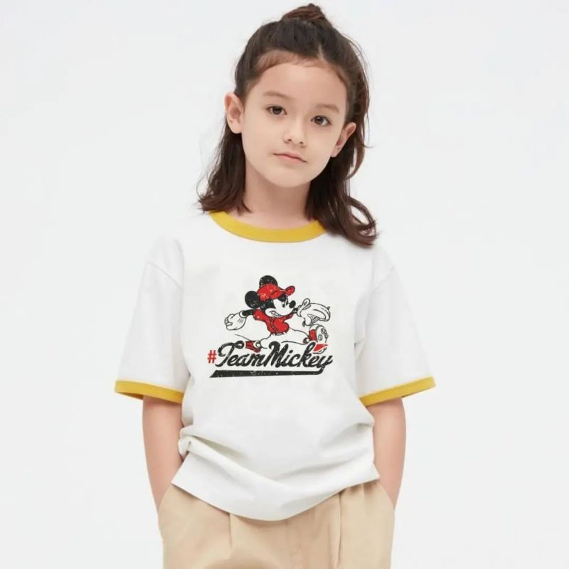 B211104 UNIQL* CMT MICKEY off-white yellow 58rb Baju kaos anak laki-laki lengan pendek putih kuning 