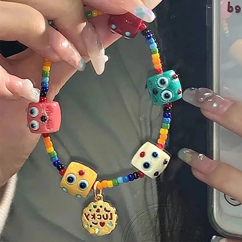 Gelang Tangan Manik-Manik Motif Kartun Strawberry / Monster Kecil Untuk Wanita