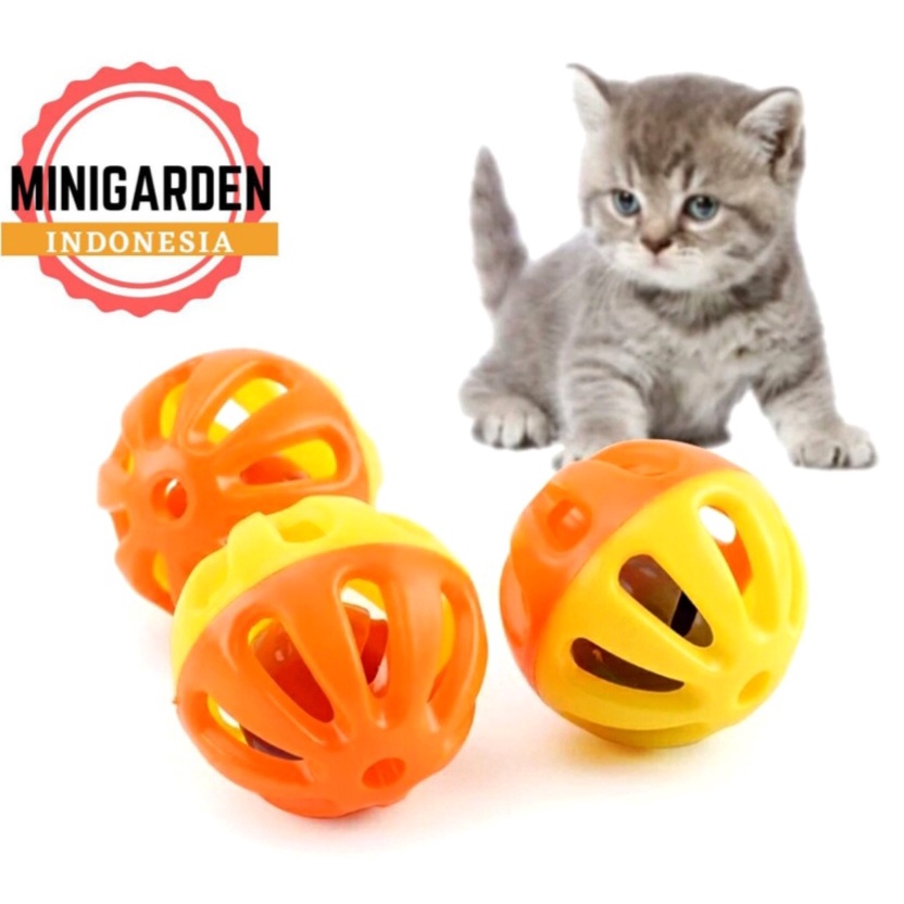 MAINAN HEWAN BOLA PLASTIK LONCENG ANJING KUCING KERINCINGAN BEL BURUNG