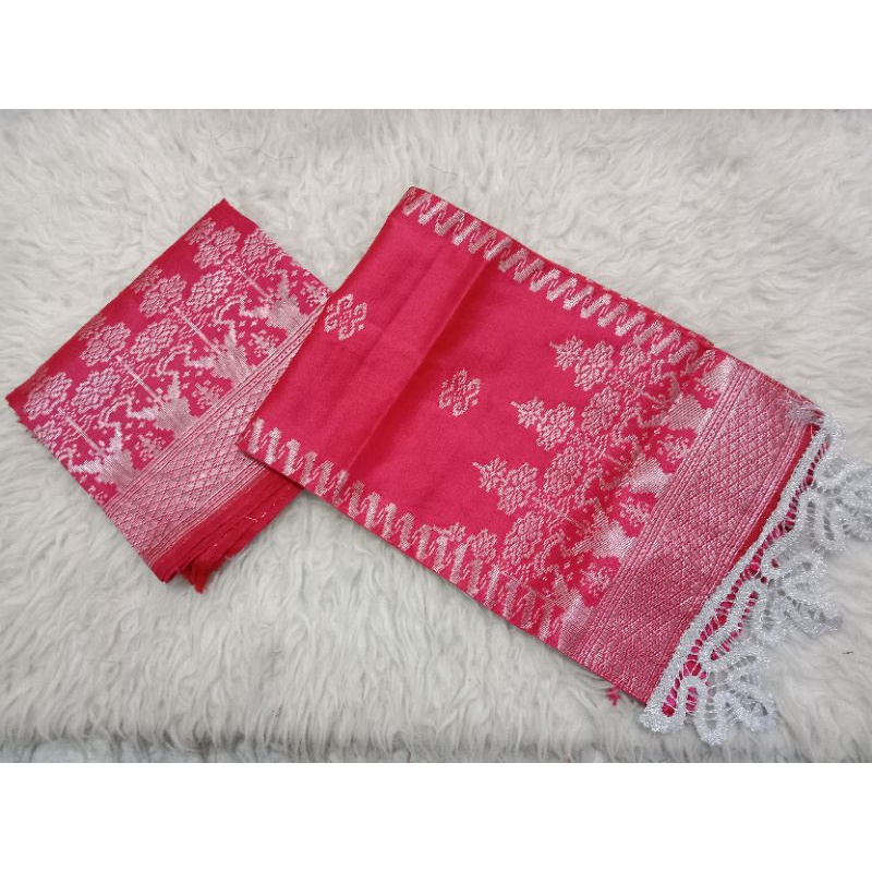songket silungkang warna pink fuschia