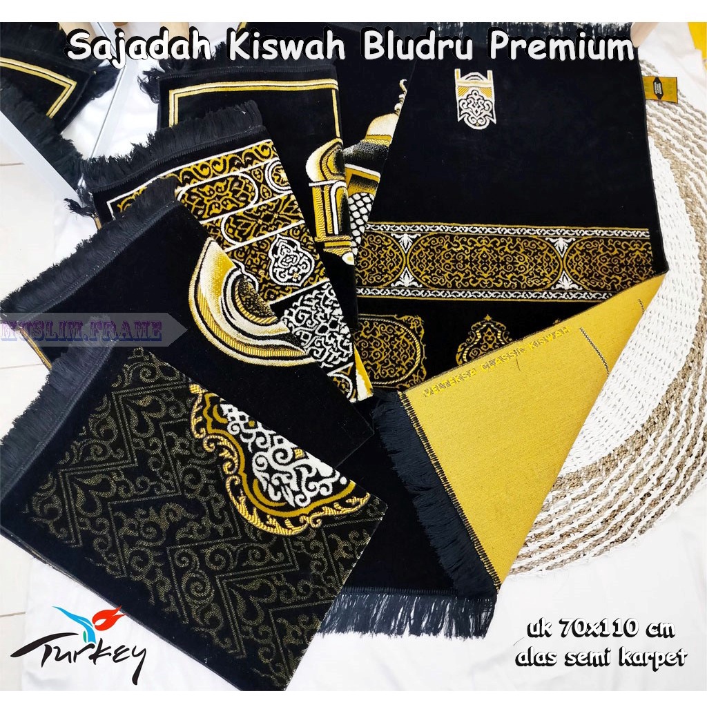 Sejadah Turki Hitam Original Kiswah Bulu Halus Tebal Terabru