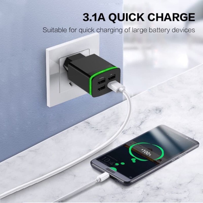 Adaptor Charger PINZY T22 4 Port USB  3.1A Quick Charge