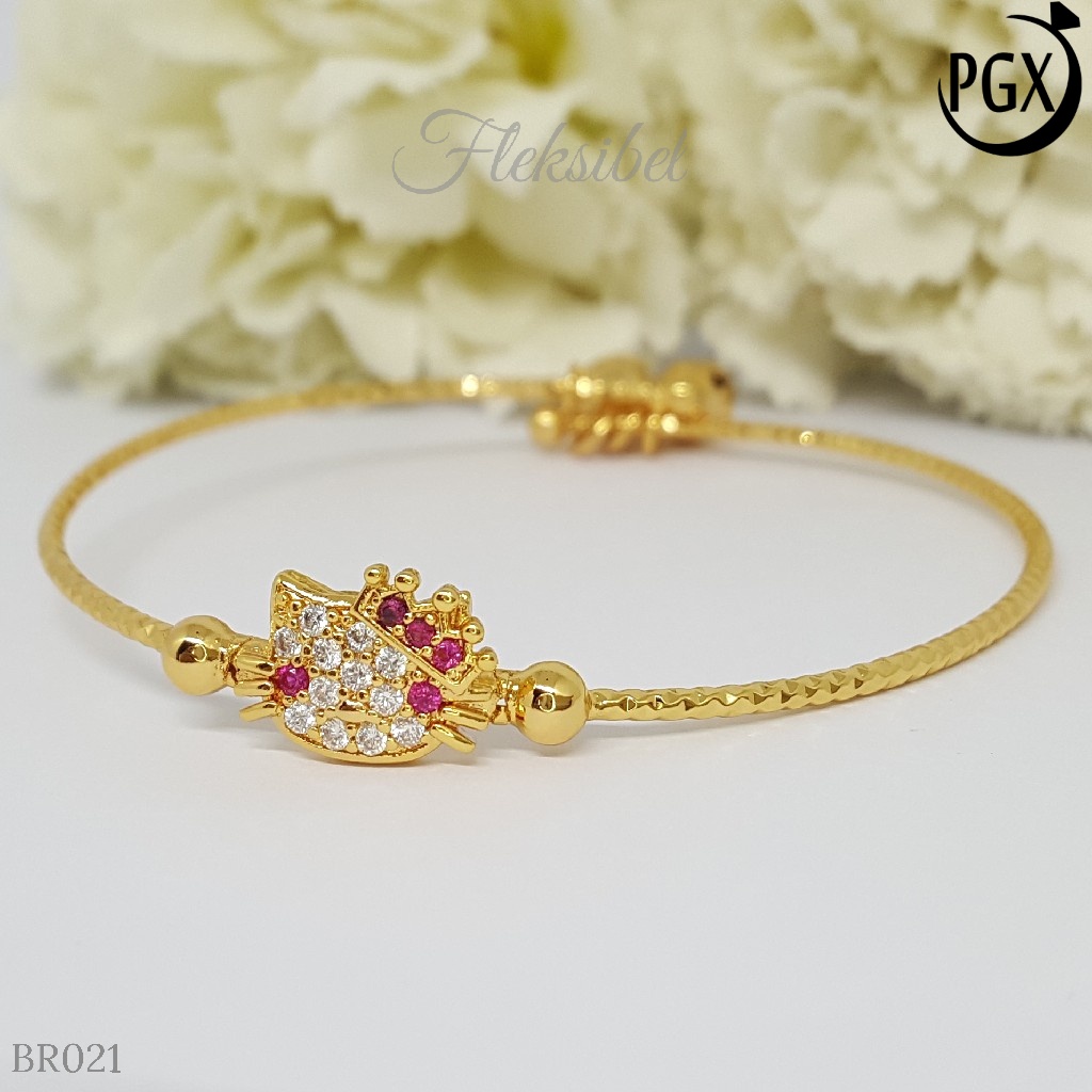 PGX Gelang Bangle Fleksibel Perhiasan Xuping Lapis Emas - BR021