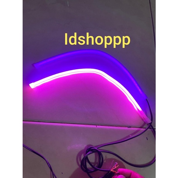 lampu Alis LED slim alis DRL fleksibel waterproof 12v 60cm 30cm 2 mode running motor warna pink ungu