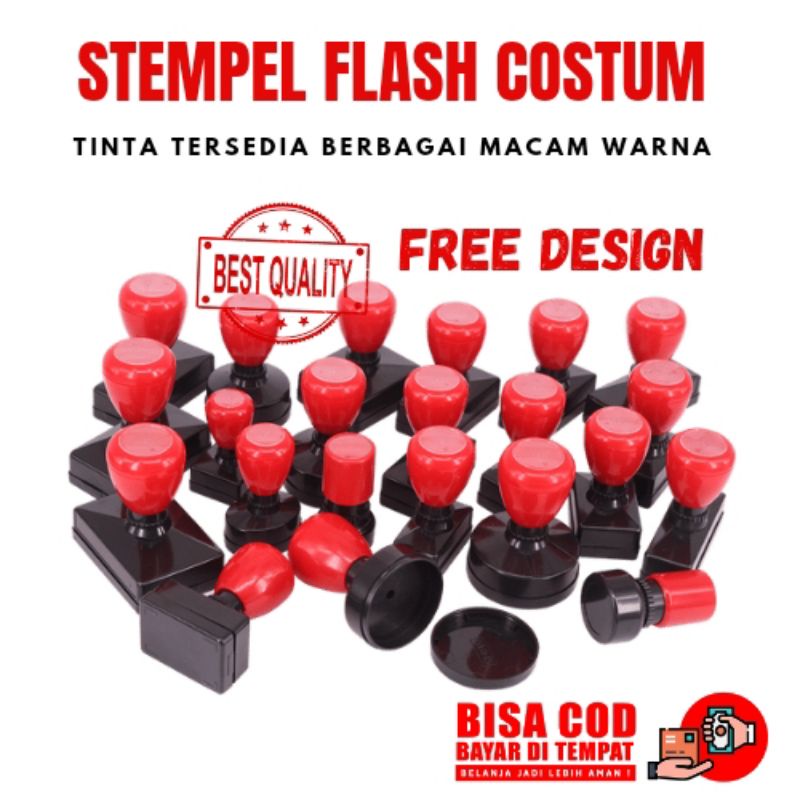 

STEMPEL FLASH/OTOMATIS DUA WARNA/GRATIS DESIGN COSTUM LOGO SUKA-SUKA
