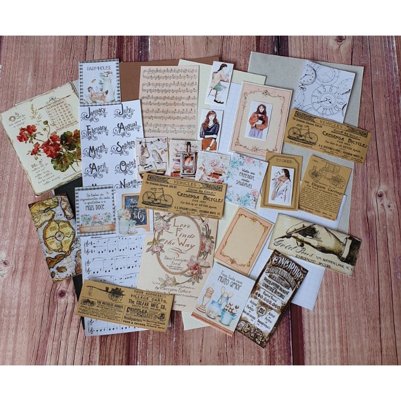 

40 pcs Premium Journal Kit Journaling Vintage Aesthetic Scrapbook Planner Kit Diy Bujo