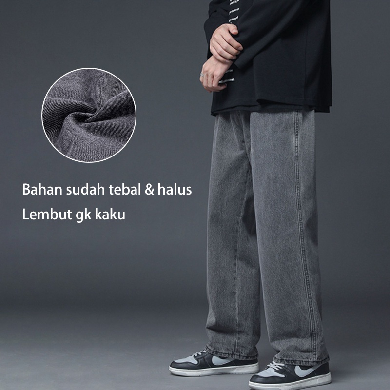 Celana jeans pria korean style celana panjang pria celana baggy jeans pria loose jeans celana longgar Oversize Pria dewasa celana kulot pria wide leg pants celana panjang laki laki celana panjang pria cowok jeans celana hitam