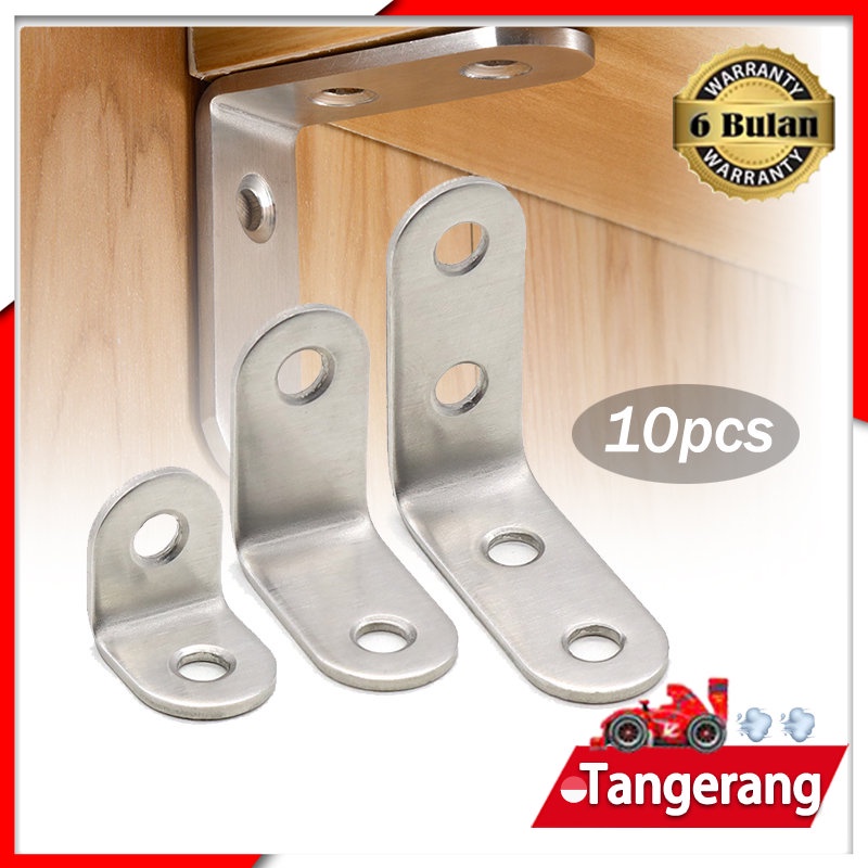 10pcs Siku Penyangga Rak Dinding / siku L Stainless Steel / Bracket Ambalan Rak