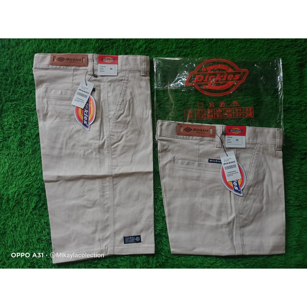 Celana Chino Pria Pendek Cream Dickies Premium Full Acc