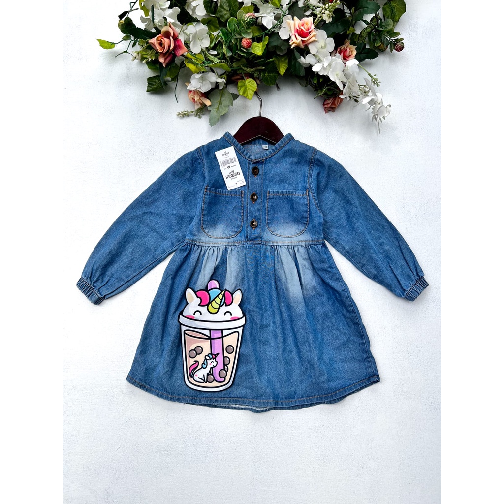 Kemeja dan dress denim anak