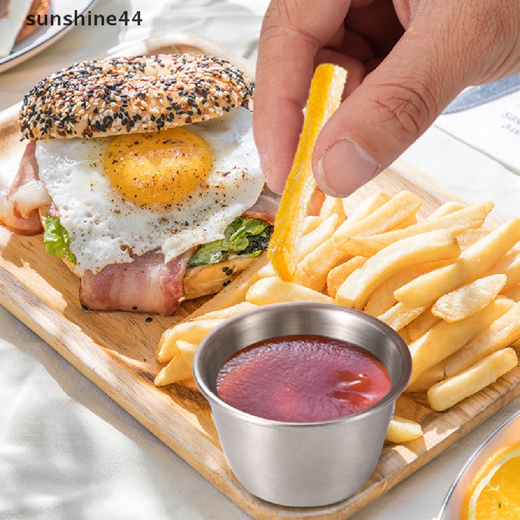 Sunshine Gelas Saus / Salad Bahan Stainless Steel Reusable Dengan Tutup