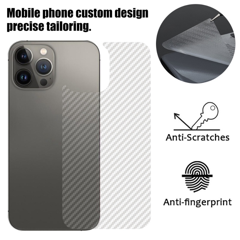 Stiker Film Pelindung Belakang Tekstur Carbon Fiber 3D Translucent Anti Gores Untuk Iphone 14 / 14 Plus / 14 Pro / 14 Pro Max