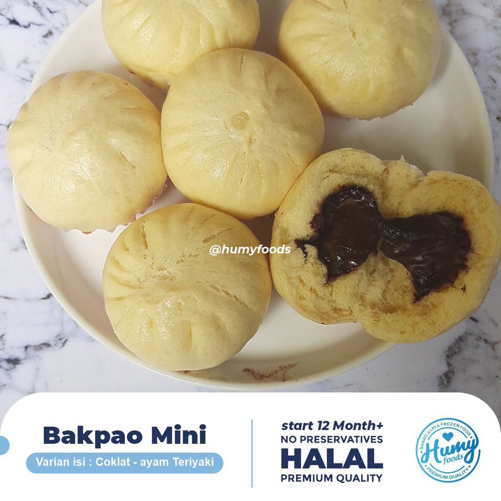 BAPAO BAKPAO MINI (lebar 6cm) ISI COKLAT / AYAM TERIYAKI (5 pcs) Tanpa Pengawet