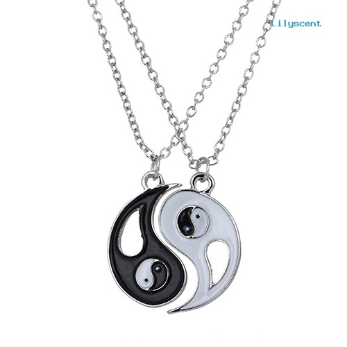 [LSFA] 2pcs/set Sahabat Tai Chi Yin Yang Berongga Liontin Split Matching Kalung