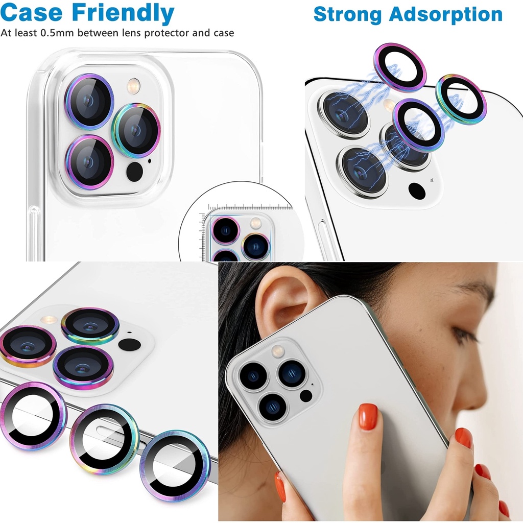 Ring Kamera iPhone 11 12 Pro 11 Pro max 12 Mini Glass Lens Protector Get gard Tempered Glass Camera Belakang Protective Lensa Camera from Scratch Anti Fall Pelindung Cam Protecth For All iPhone Full Cover Green Hijau Blue Pasifik Sierra Red Purple Promax